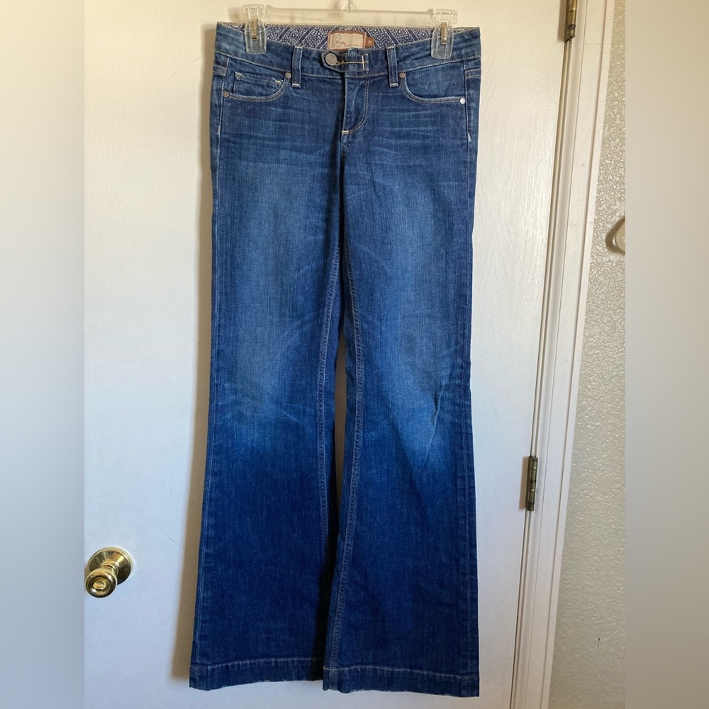 Paige Abbott Kinney Medium Wash Flare Wide Premium Denim Jeans #S1